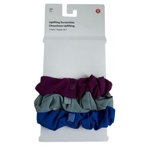 Lululemon Uplifting Scrunchies 3Pack
Chilled Grape 
Crater Blue 
Galactic Cobalt